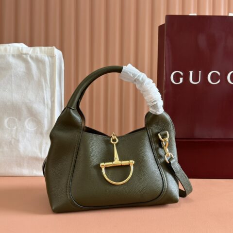 GUCCI Softbit系列肩背包 型号:837333绿色全皮/原厂皮