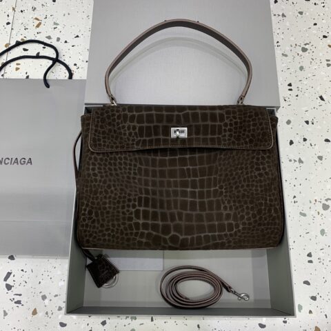 Balenciaga 𝐑𝐨𝐝𝐞𝐨 款号:789721 鳄鱼纹深咖 【中号】