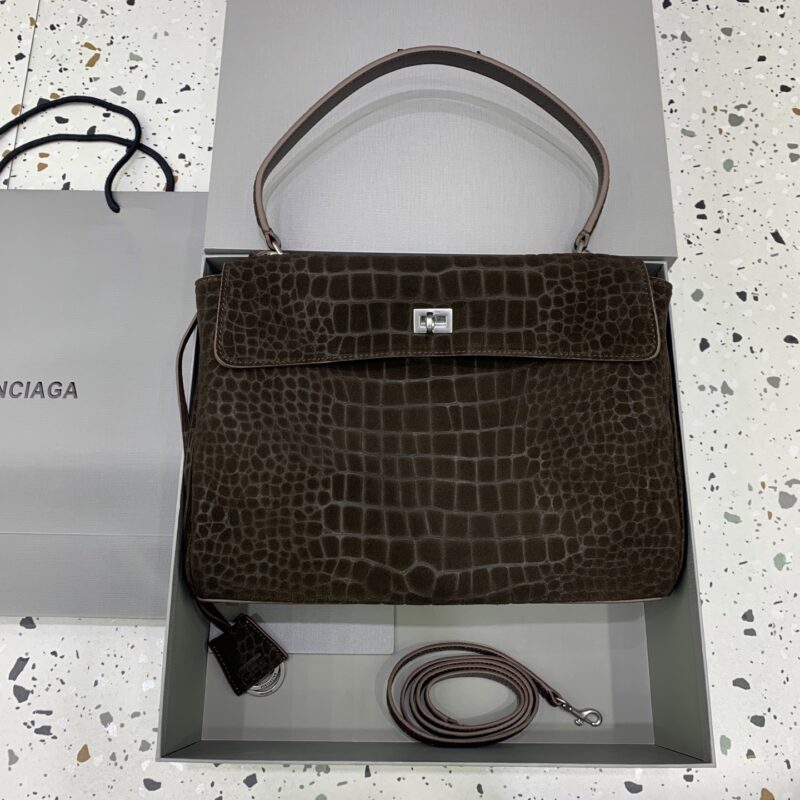 Balenciaga 𝐑𝐨𝐝𝐞𝐨 款号:789721 鳄鱼纹深咖 【中号】
