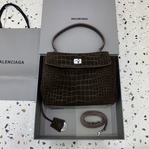 Balenciaga 𝐑𝐨𝐝𝐞𝐨 款号：789721 鳄鱼纹深咖 【小号】