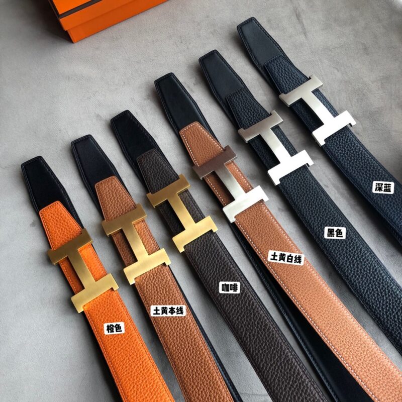 HERMES 男士双面皮腰带38mm采用专柜最新底皮皮质