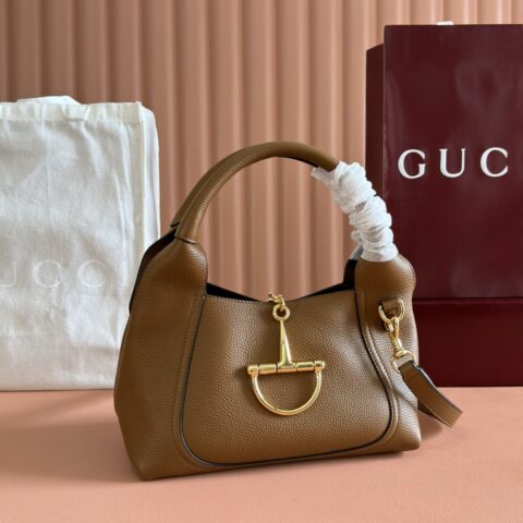 GUCCI Softbit系列肩背包 型号：837333 棕色全皮/原厂皮