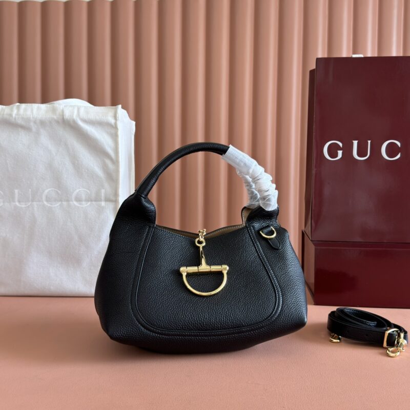 GUCCI  Softbit系列肩背包 型号：837333 黑色全皮/原厂皮