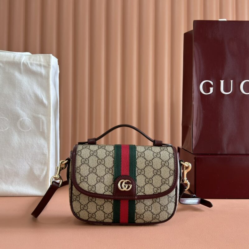 GUCCI Ophidia系列 型号:836843 啡安可拉红/pvc