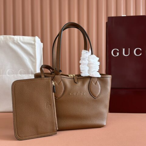 GUCCI  Totissima系列 型号：839124 杏布黑皮/原厂皮