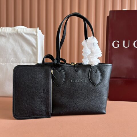 GUCCI  Totissima系列 型号：839124 杏布黑皮/原厂皮