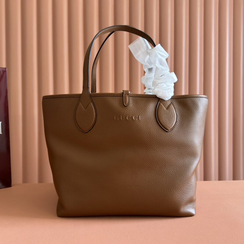 GUCCI Totissima系列 型号：839112 杏布棕皮/原厂皮