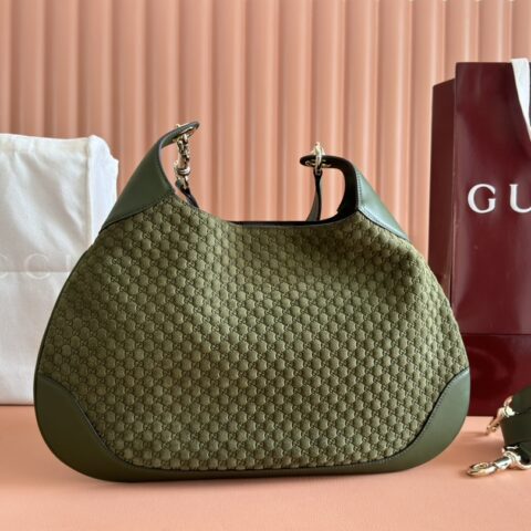 GUCCI Body双锁扣手袋 型号：834981绿色绒压花/原厂皮