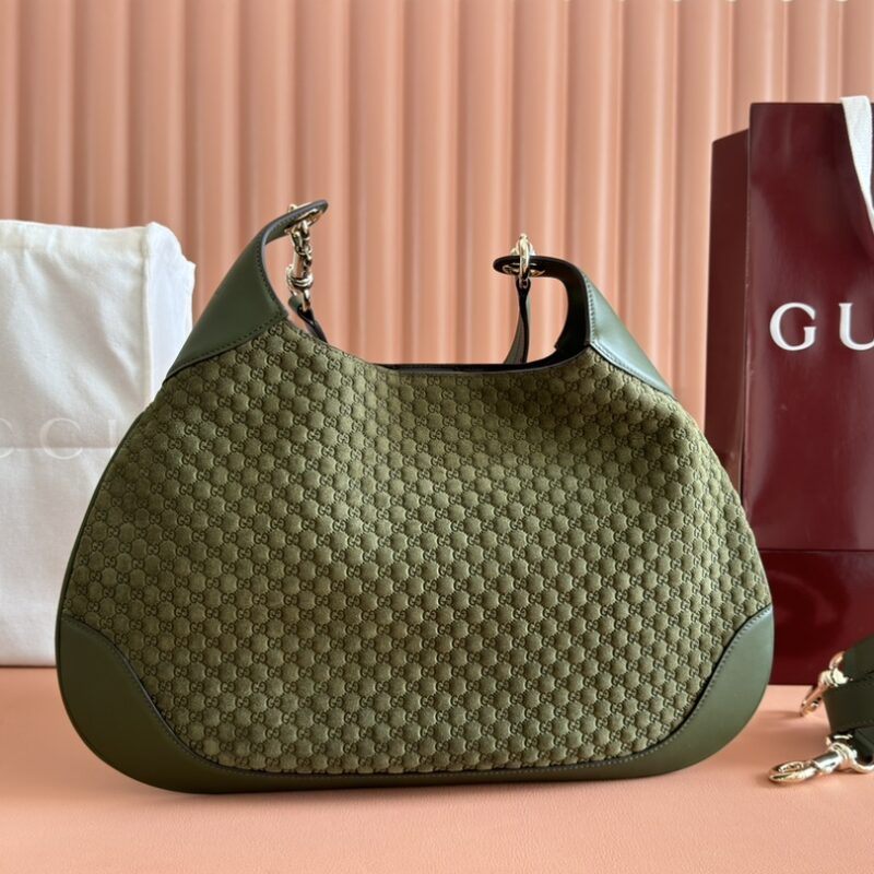 GUCCI Body双锁扣手袋 型号：834981绿色绒压花/原厂皮