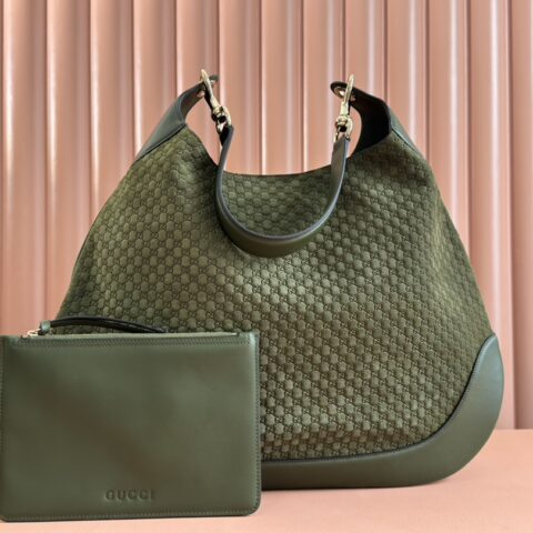 GUCCI Body双锁扣中号肩背包 型号:815924 绿色绒压花/原厂皮