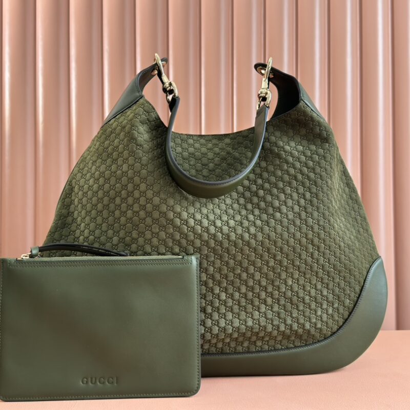 GUCCI Body双锁扣中号肩背包 型号:815924 绿色绒压花/原厂皮