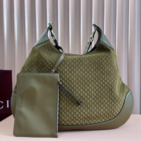 GUCCI Body双锁扣中号肩背包 型号:815924 绿棕压/原厂皮
