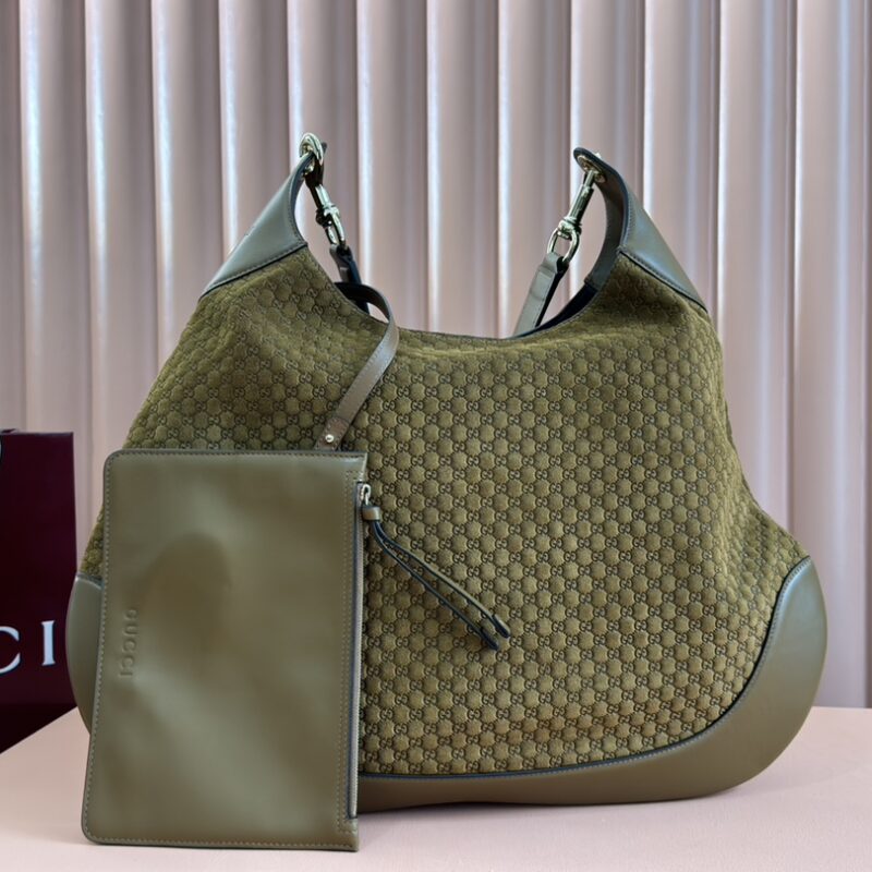 GUCCI Body双锁扣中号肩背包 型号:815924 绿棕压/原厂皮
