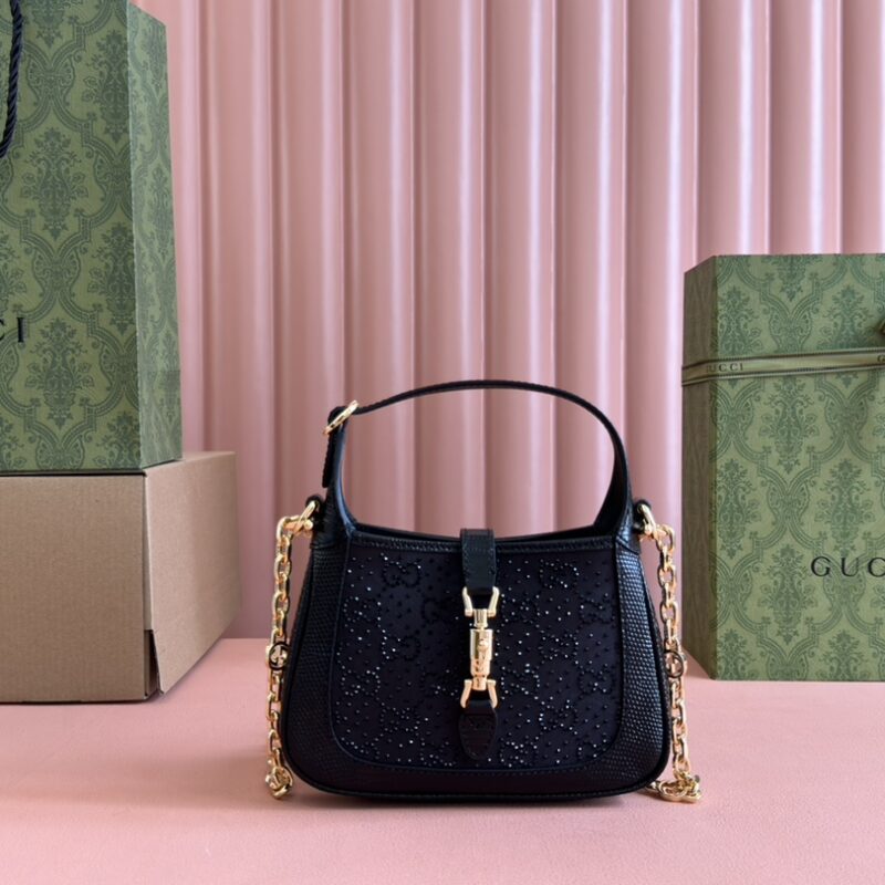GUCCI Jackie 1961系列 型号：675799 677027 黑色/蜥蜴皮水钻