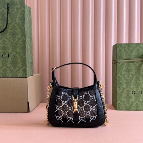 GUCCI Jackie 1961系列 型号：675799 677027黑色/蜥蜴皮水钻