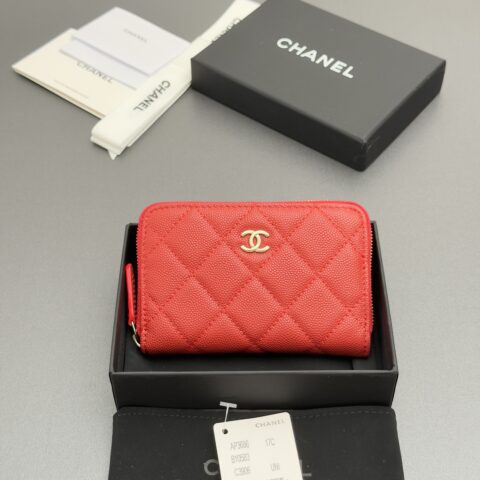 CHANEL 小香拉链包系列 编号:AP3686 大红细球纹浅金色五金