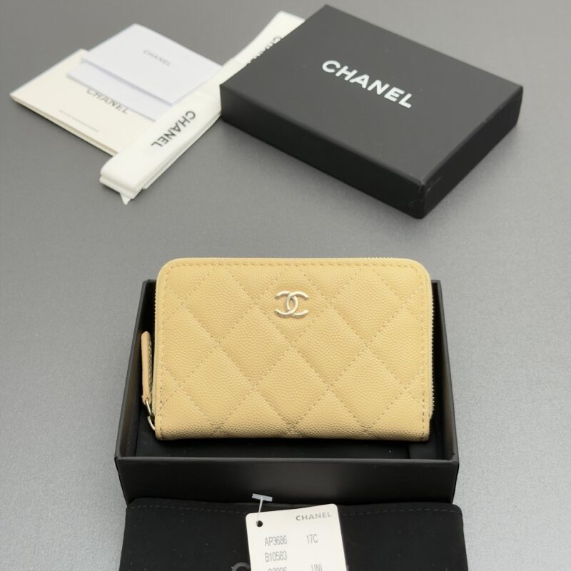 CHANEL 小香拉链包系列 编号:AP3686  杏色细球纹浅金色五金