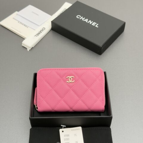 CHANEL 小香拉链包系列 编号:AP3686  梅红细球纹浅金色五金