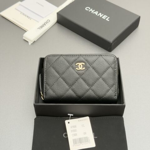 CHANEL 小香拉链包系列 编号:AP3686 黑色球纹金色五金