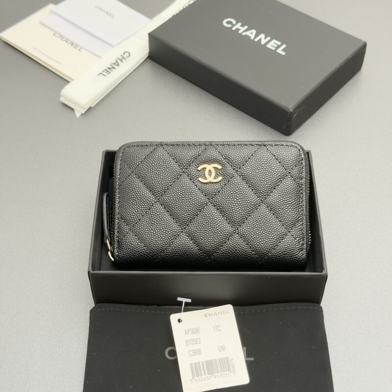 CHANEL 小香拉链包系列 编号:AP3686 黑色球纹金色五金