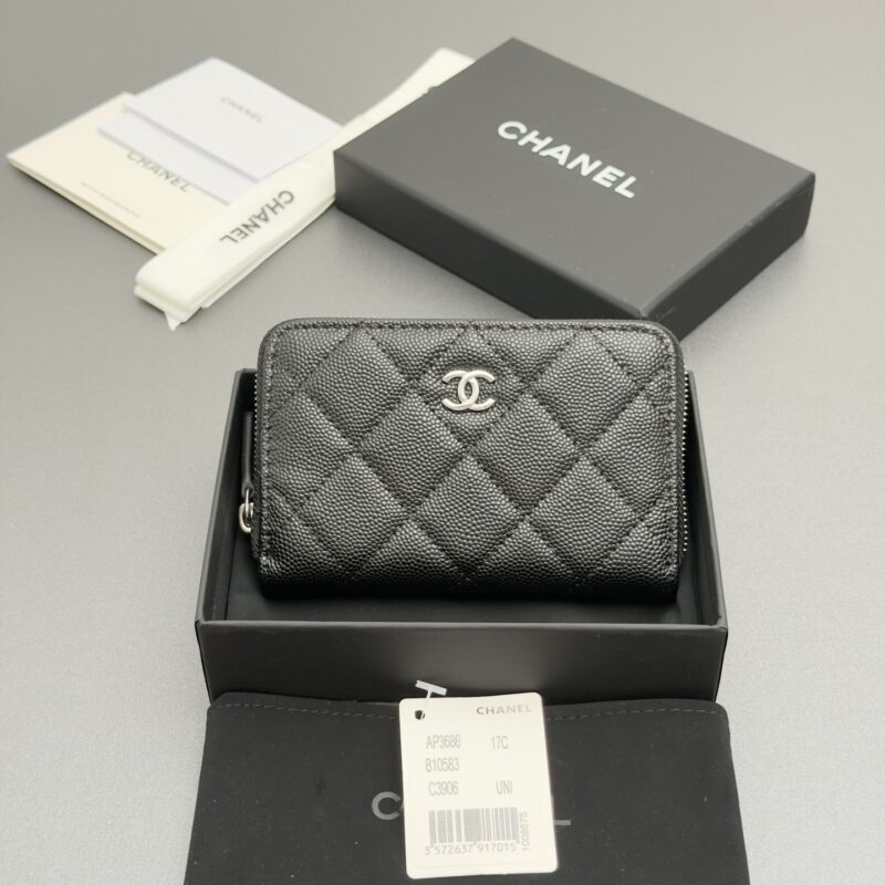 CHANEL 小香拉链包系列 编号:AP3686  黑色球纹银色五金