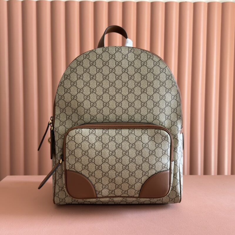 GUCCI GG Emblem男士旅行系列 型号：821159棕色pvc/原厂皮