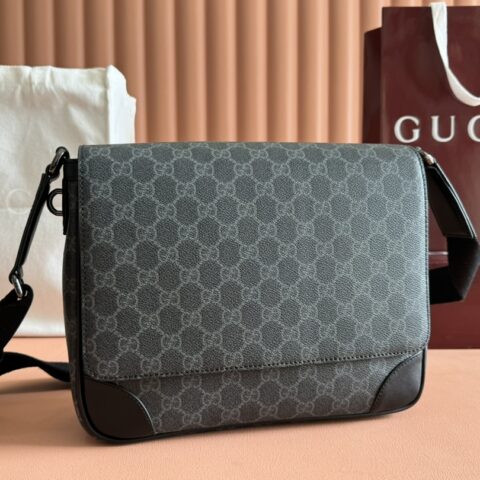 GUCCI GG Emblem男士旅行系列 型号:821154 克胶黑皮/原厂皮