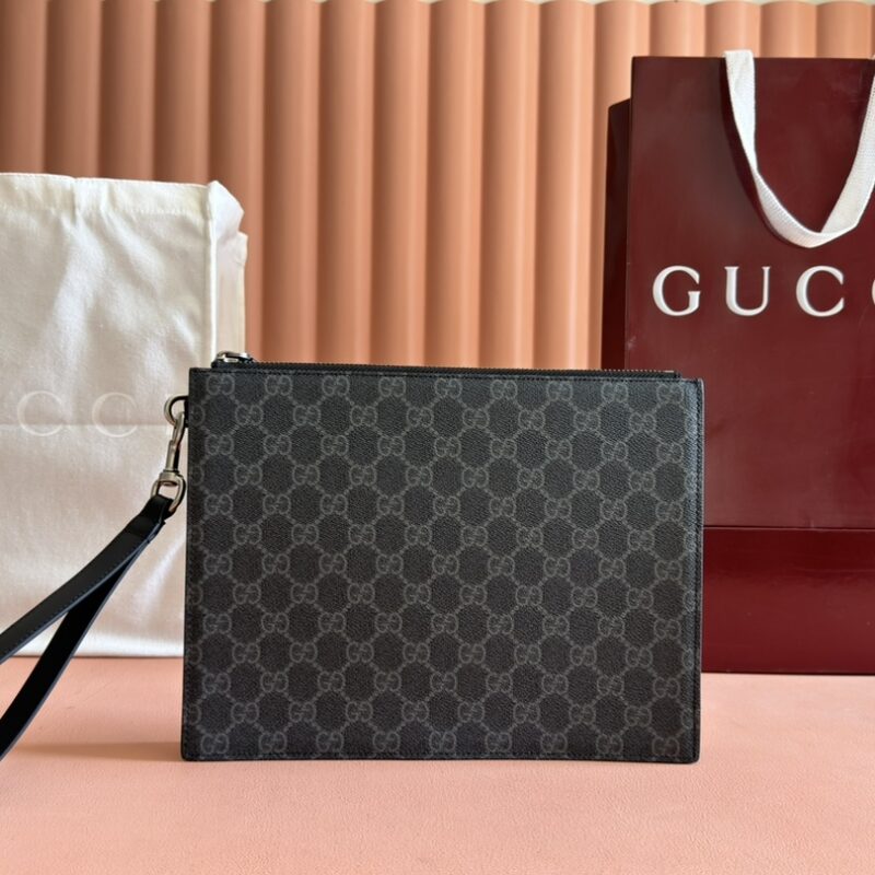 GUCCI GG Emblem系列 型号:821155 棕色pvc/原厂皮
