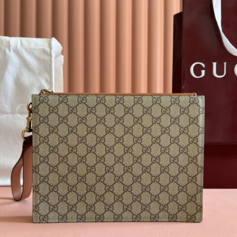 GUCCI GG Emblem系列 型号:821155 棕色pvc/原厂皮