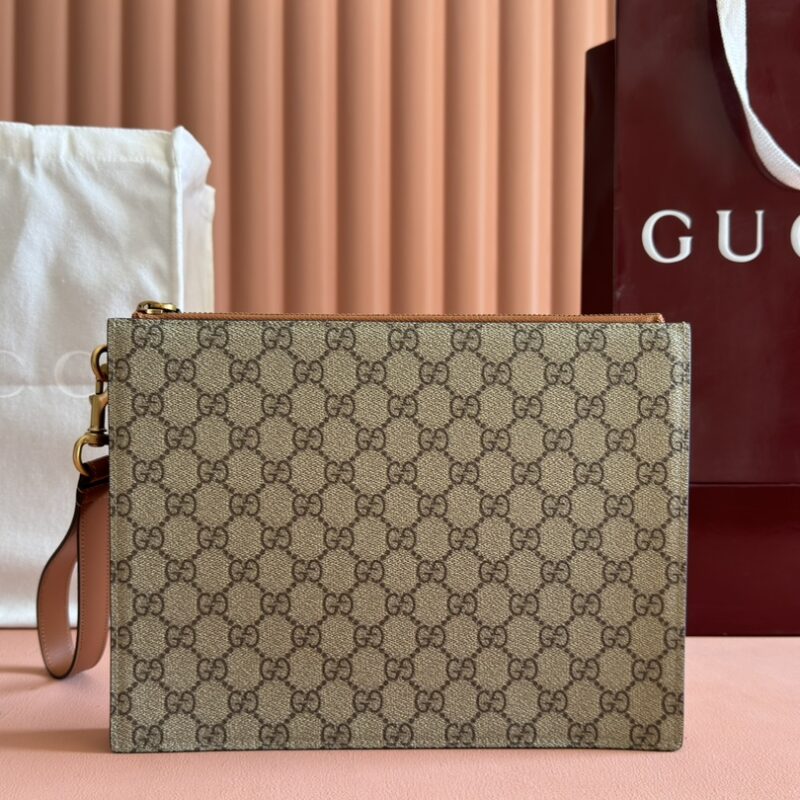 GUCCI GG Emblem系列 型号:821155 棕色pvc/原厂皮