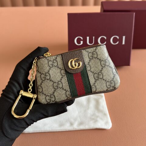 GUCCI 最新钥匙扣包 型号:671722 棕色pvc