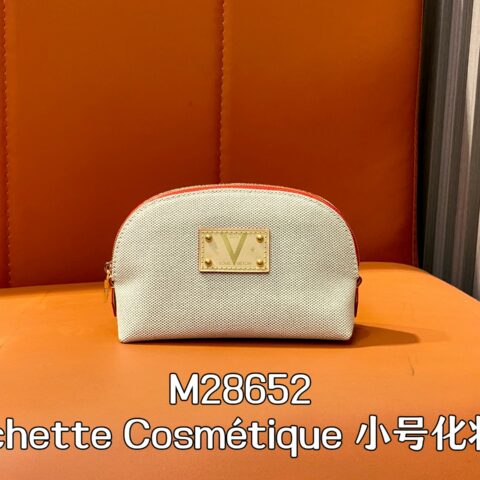 【原单精品】M28652杏色红色 小号化妆包 Pochette Cosmétique 小号化妆包
