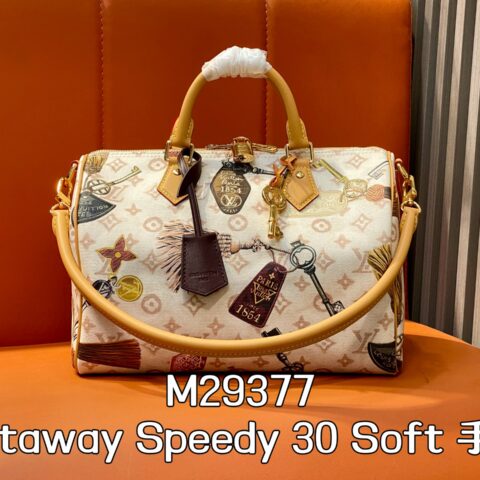 【原单精品】M29377白花/徽章丝印 30speedy枕头包 Getaway Speedy 30 Soft 手袋