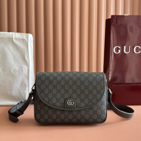 GUCCI  Ophidia系列小号肩背包 型号：724704 棕色/pvc