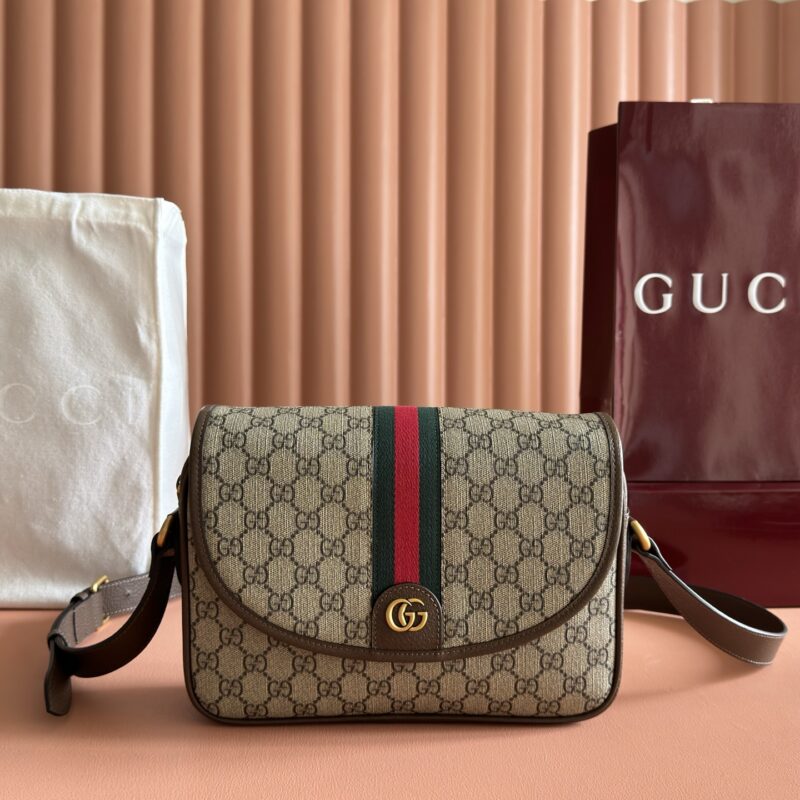 GUCCI Ophidia系列小号肩背包 型号:724704 棕色/pvc