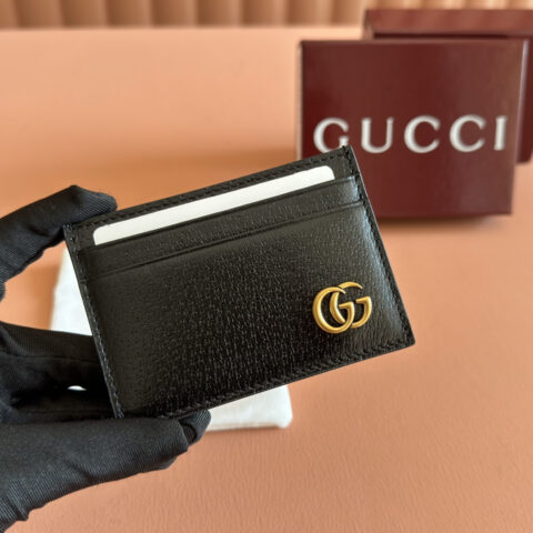 GUCCI 饰GG细节卡包钱包 型号:436022黑色软皮