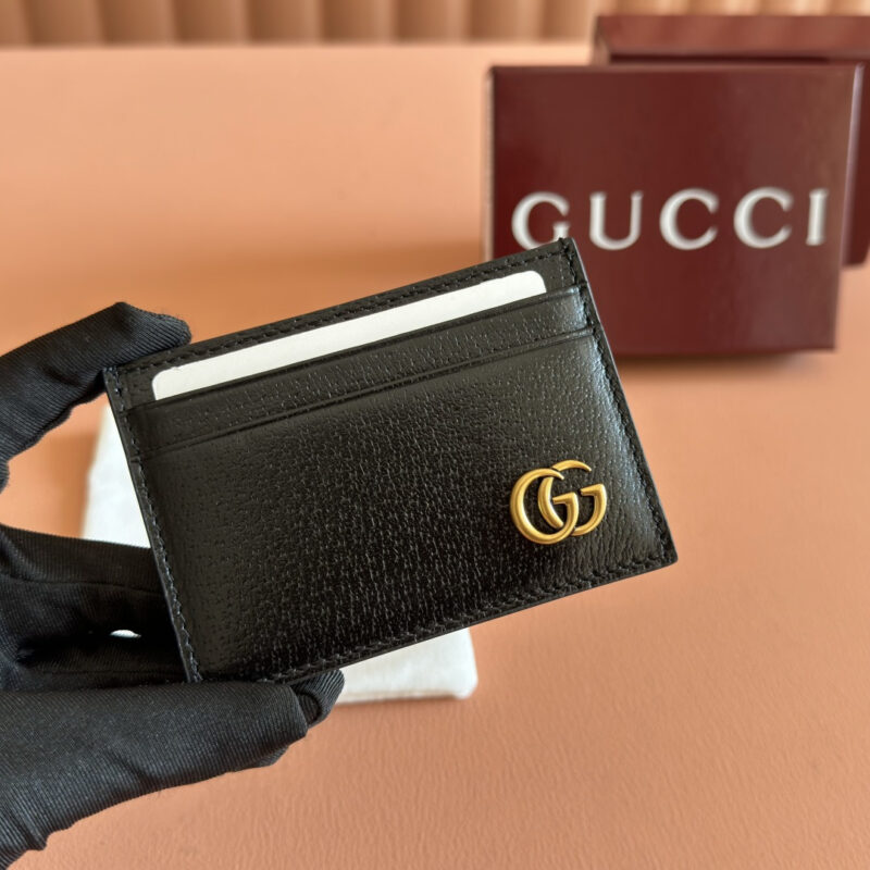 GUCCI 饰GG细节卡包钱包 型号:436022黑色软皮
