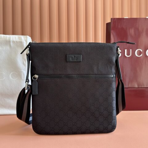 GUCCI GG斜挎包 型号:449185 黑色/帆布