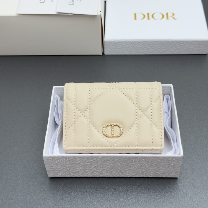 DIOR Caro Glycine钱包系列 型号:S4206 胭脂米超大腾格纹羊皮