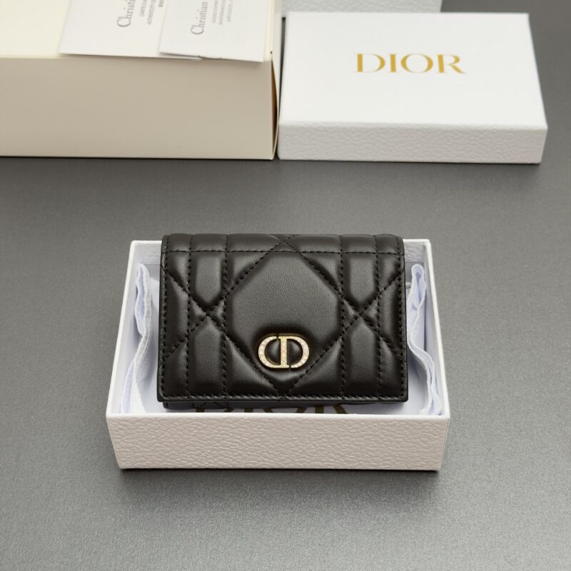 DIOR Caro Glycine钱包系列 型号:S4206 黑色超大腾格纹羊皮