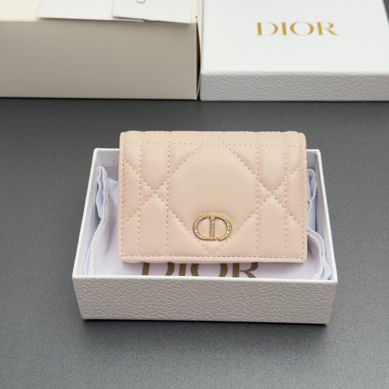 DIOR Caro  Glycine钱包系列 型号：S4206   胭脂粉超大腾格纹羊皮