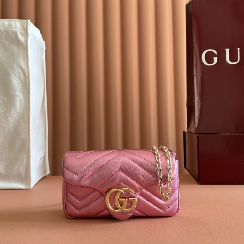 GUCCI GG Marmont系列 型号：841290粉金色羊皮/原厂皮