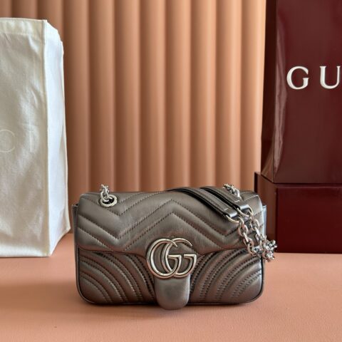GUCCI GG Marmont系列 型号:837280枪色羊皮