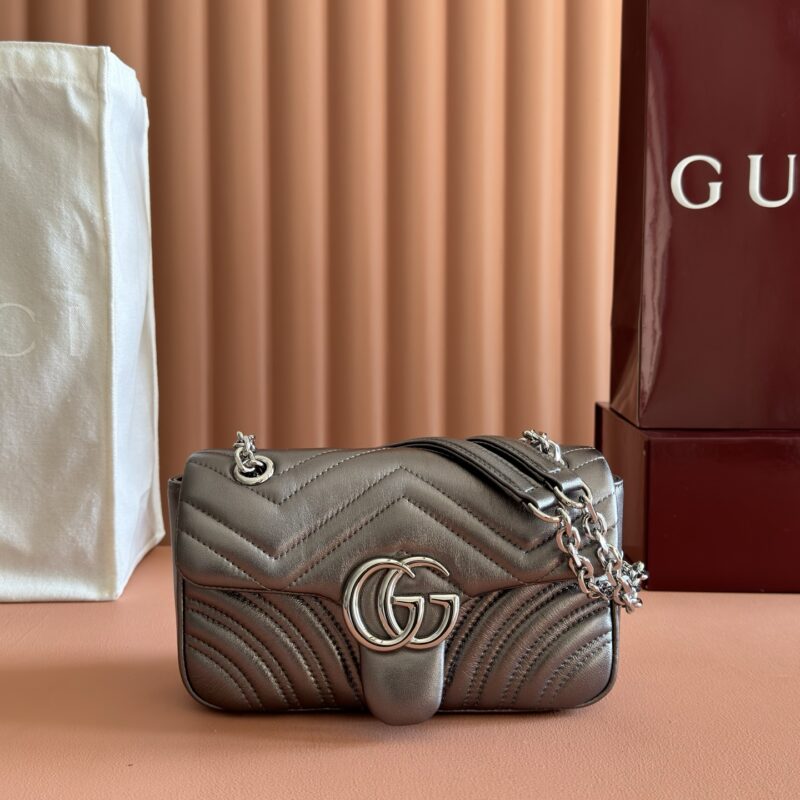 GUCCI GG Marmont系列 型号:837280枪色羊皮