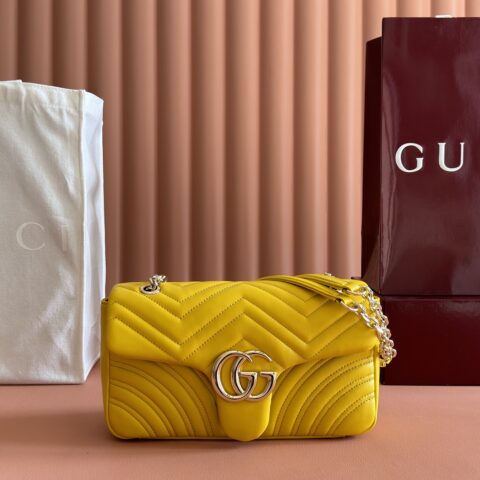 GUCCI GG Marmont系列 型号：837267 黄全皮/原厂皮