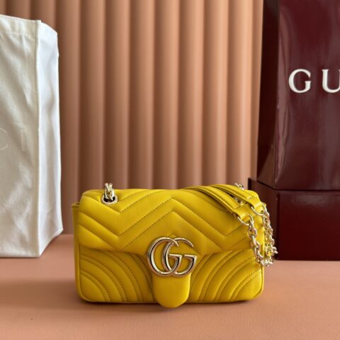 GUCCI GG Marmont系列 型号:837280 黄全皮/原厂皮
