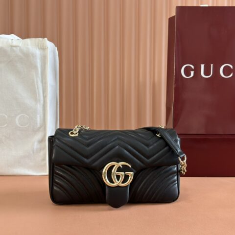 GUCCI GG Marmont系列 型号:837267 黑全皮/原厂皮