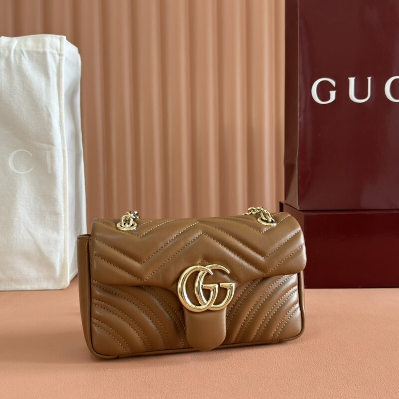 GUCCI GG Marmont系列 型号:837280 棕全皮/原厂皮