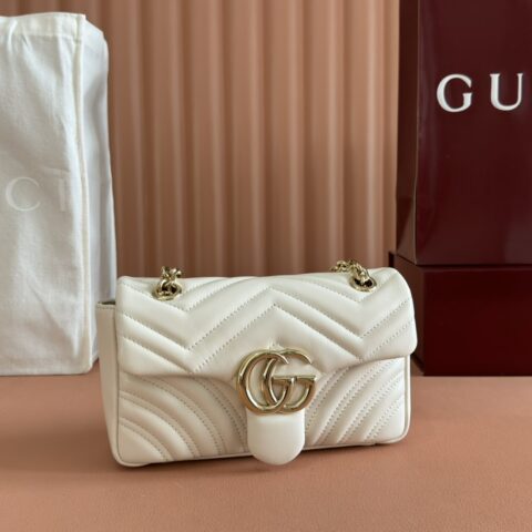 GUCCI GG Marmont系列 型号:837280 白全皮/原厂皮