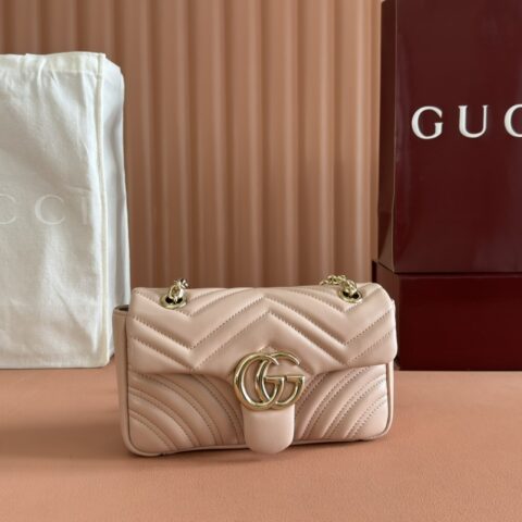 GUCCI GG Marmont系列 型号：837280粉全皮/原厂皮